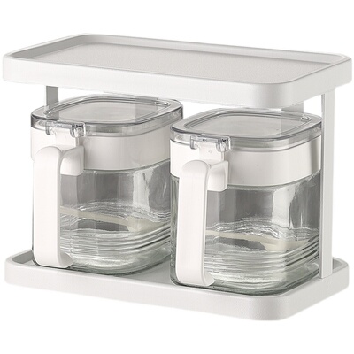 厨房调料双层玻璃密封置物架罐子
