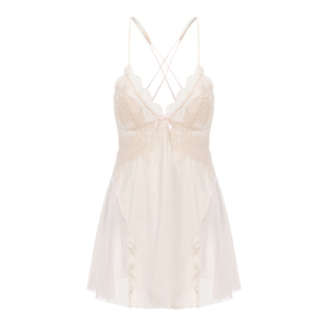 今夕何夕性感睡衣女款夏季2025新款冰丝纯欲风带胸垫蕾丝吊带睡裙