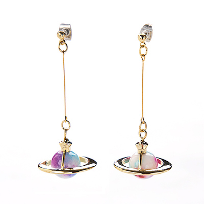 gargle宇宙星球绿色女圆球耳环