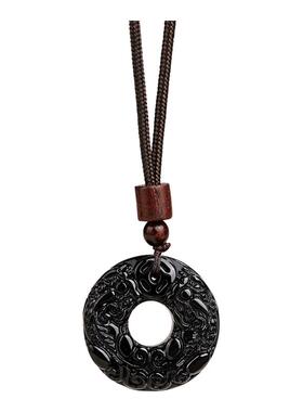 五台山乌金黑曜石吊坠招财保平安