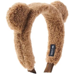兰诺小熊毛绒发箍头饰女款2025新款高级感时尚日常外戴高颅顶头箍