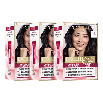 欧莱雅卓韵霜染发剂自然黑色遮盖