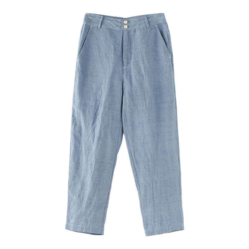 梭家PA11222原创2022年春季新款女亚麻天丝直筒裤文艺休闲长裤