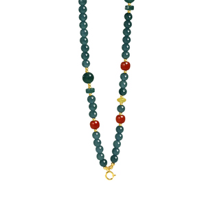 【万能链 搭配吊坠】诗普琳 翡翠链 配黄18K金南红蜜蜡