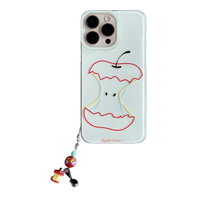 由里公园ins小众简约线条涂鸦红苹果挂件15适用17pro苹果17ProMax手机壳iPhone16全包17新款14Pr