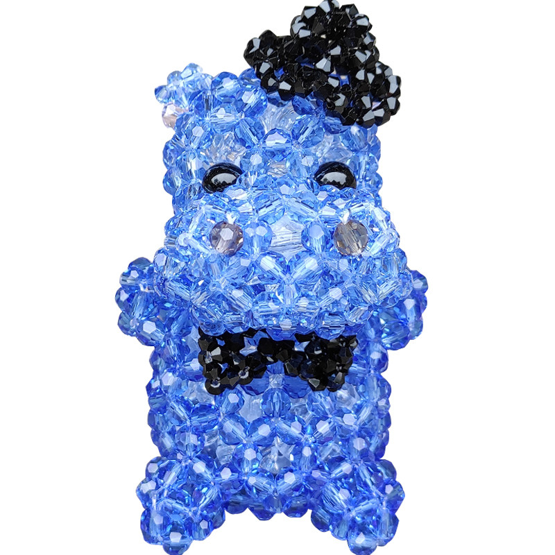 小动物手工串珠水晶摆件河马成品