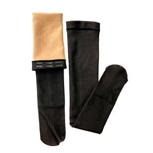 加绒黑透肤高筒袜女秋冬加长硅胶防滑加厚保暖美腿水光透肤长筒袜