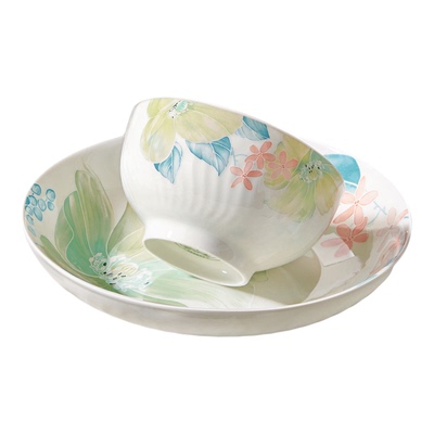 墨色中式陶瓷饭碗家用2025新款国风餐具好看的精致菜盘鱼盘汤面碗