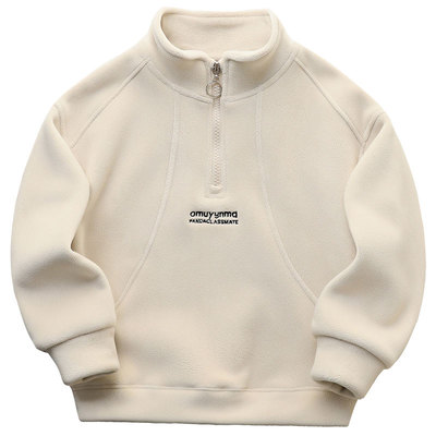 秋冬男密密绒休闲加绒卫衣半拉链