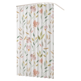 L形顶装轨道浴帘弧形洗澡挂帘子U形卫生间干湿分离隔断加厚浴室帘