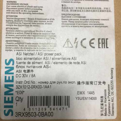 议价3RX9503-0BA00 AS-i 电源模块8A 3RX95030BA00  3RX9503-OBAO