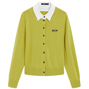 KBNE粉色学院风假两件针织开衫女2026春季新款设计感短款针织上衣