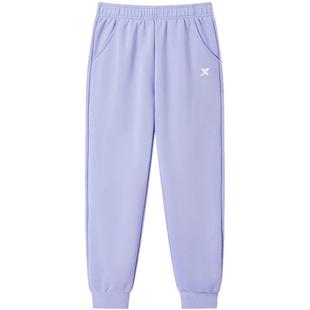 特步童装女童裤子秋冬新款儿童春装男童针织长裤中大童运动裤加绒