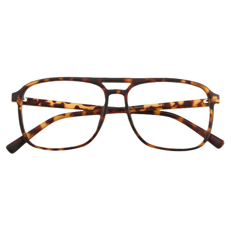 豹纹眼镜框男女韩版潮可配镜片大脸宽显瘦飞行员双梁镜框潮眼镜架