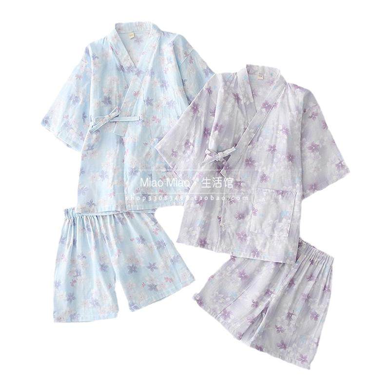 纯棉纱布| 夏季儿童亲子短袖汉服系带睡衣套装温泉浴衣日式和服