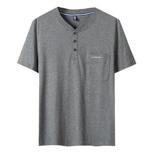 爸爸夏装中年男士短袖T恤纯棉老头衫夏季中老年人爷爷宽松上衣服