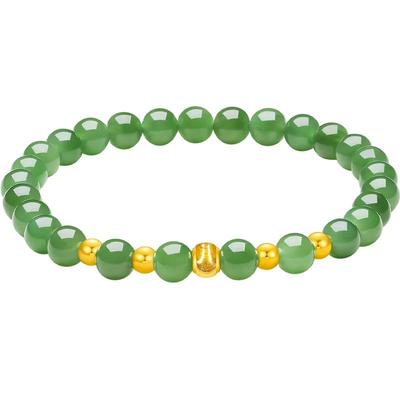 周六福和田玉手串女黄金碧玉玉石东方雅韵手链正品节日礼物