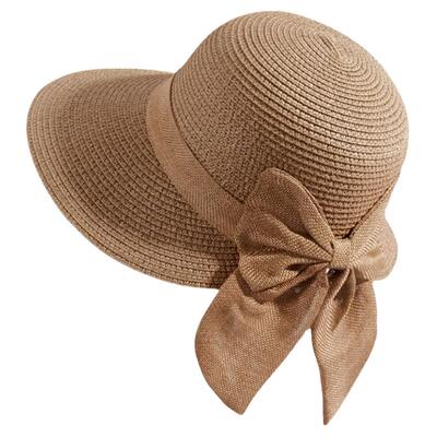 防紫外线草帽可扎马尾草帽遮阳帽