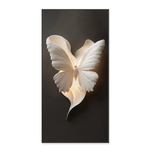 轻奢高级感入户玄关装饰画蝴蝶浮雕立体感走廊过道正对门砂岩挂画