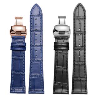 手表带配件男女款真皮表带蝴蝶扣 适用天梭浪琴卡西欧天王dw 20mm