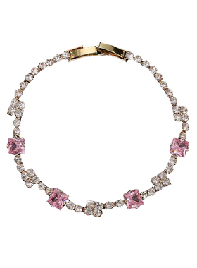 在逃公主粉钻方形手链女甜美少女