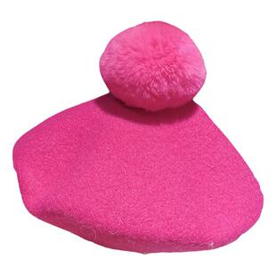 大坏狼设计师款獭兔毛球亲子贝雷帽秋冬细腻羊毛画家帽复古毛呢帽