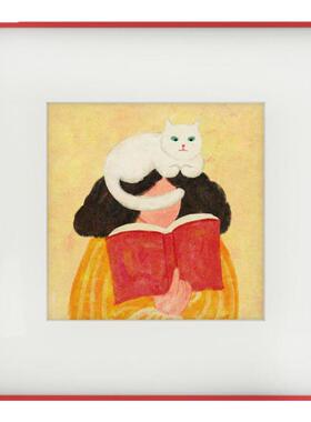 北欧风客厅装饰画猫卧室趣味挂画