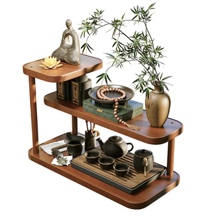 桌面茶杯收纳置物架茶室茶桌小型博古架茶台茶具紫砂壶摆放展示架