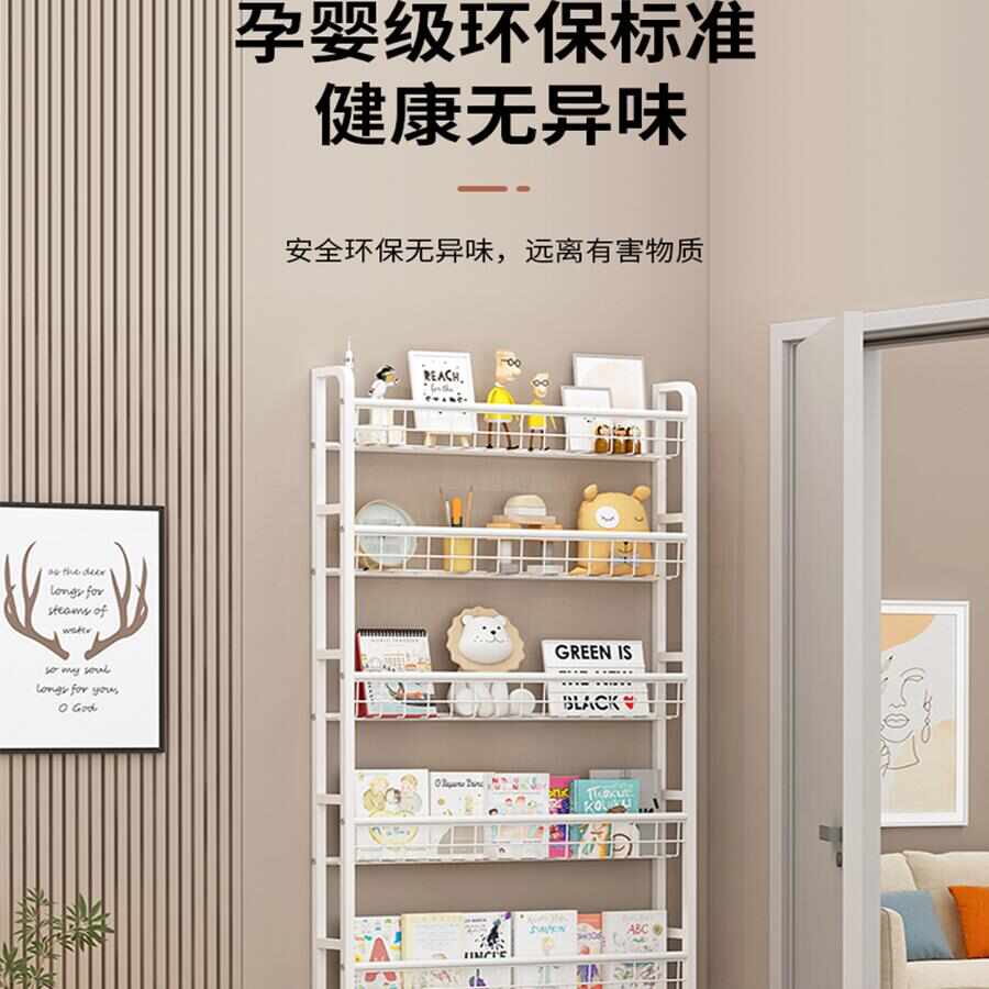 门后书架落地置物架壁挂铁艺儿童简易家用夹缝收纳柜钢制极窄书柜