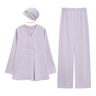 带胸垫月子服纯棉全棉吸汗秋冬款哺乳孕妇睡衣夏季薄款产后家居服