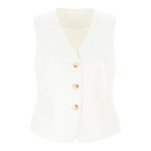 wana try100%亚麻极简清冷风马甲夏季新品白色简约休闲修身背心女