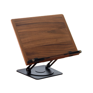 三思工房木质阅读架可升降旋转读书架儿童看书神器iPad支架黑胡桃