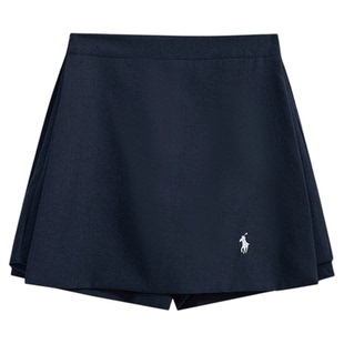 2026新款藏青色短裙A字显瘦西装两侧开叉阔腿裤春夏半身刺绣裙裤