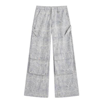 LapakiPaka复古水洗低腰牛仔裤