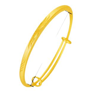 沙金手镯满天星推拉镀黄金手环实心金镯子推拉百搭可调节女士时尚