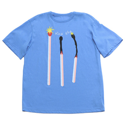 透气棉纺料宽松前后两穿印花T恤