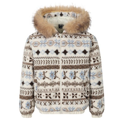 冬季潮牌羊羔绒毛领连帽棉服男