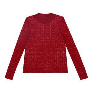 BeChic晴享小高领长袖打底衫内搭打底花纹显瘦秋冬BC72BQ1