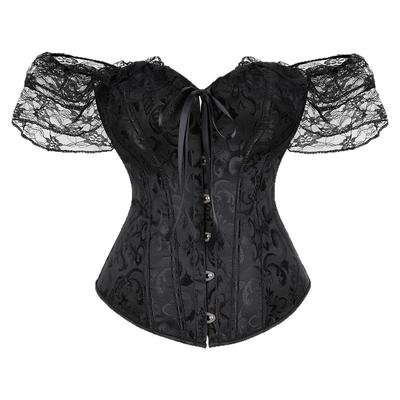 蕾丝一字领提花外穿鱼骨胸衣抹胸单排扣绑带搭马面裙新中式束身衣