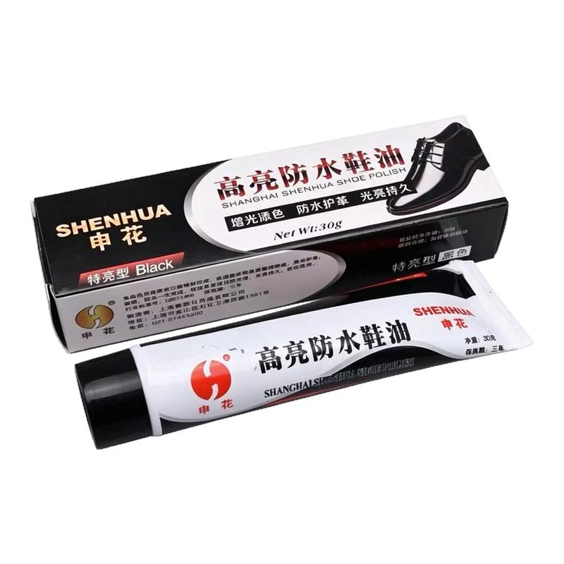 上海老牌申花鞋油黑色棕色无色皮鞋猪鬃毛刷护理套装擦皮鞋保养油