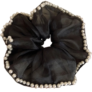 超大号高级感珍珠大肠圈女发圈丸子头头绳头花盘发简约头饰发饰