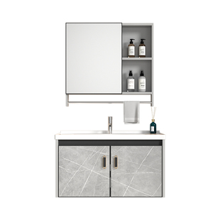 现代简约太空铝浴室柜洗脸盆柜组合卫生间一体陶瓷洗手池洗漱台盆