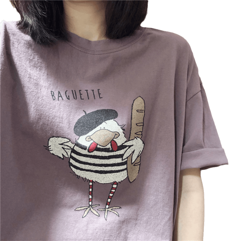 复古chic港味纯棉短袖正肩t恤女ins潮春夏oversize设计感宽松上衣