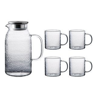 九土大容量冷水壶家用凉水壶白开水玻璃杯套装茶壶耐温玻璃壶杯子