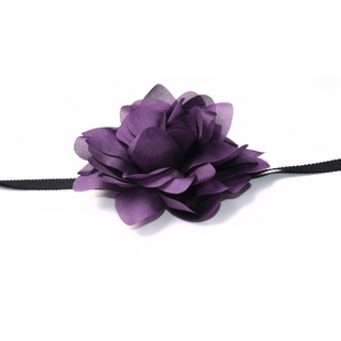 GLEE RAINBOW紫色真丝颈花 朋克性感项花丝带围巾