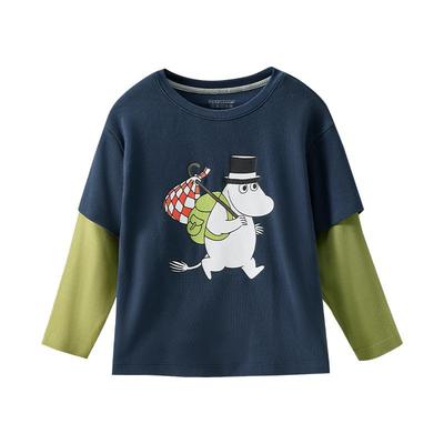 Q21姆明联名儿童T恤拼色保暖上衣