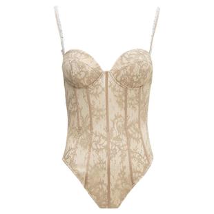 【戴燕妮同款】AS DALIO天然水晶真丝内里蕾丝女士波底衫连体衣