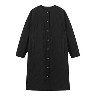 CHU楚妞[长墨]TR同源菱格长款圆领棉服2025冬季新款女外套大衣