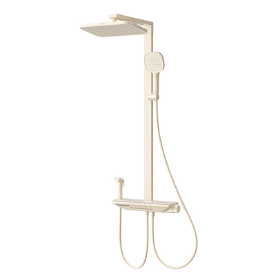 箭牌卫浴净界Pro奶白方管钢琴花洒套装卫生间淋浴器喷头全铜恒温