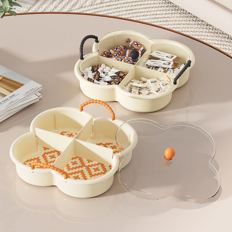 果盘家用客厅茶几塑料糖果盒花生零食摆放分格果盘收纳坚果干瓜子